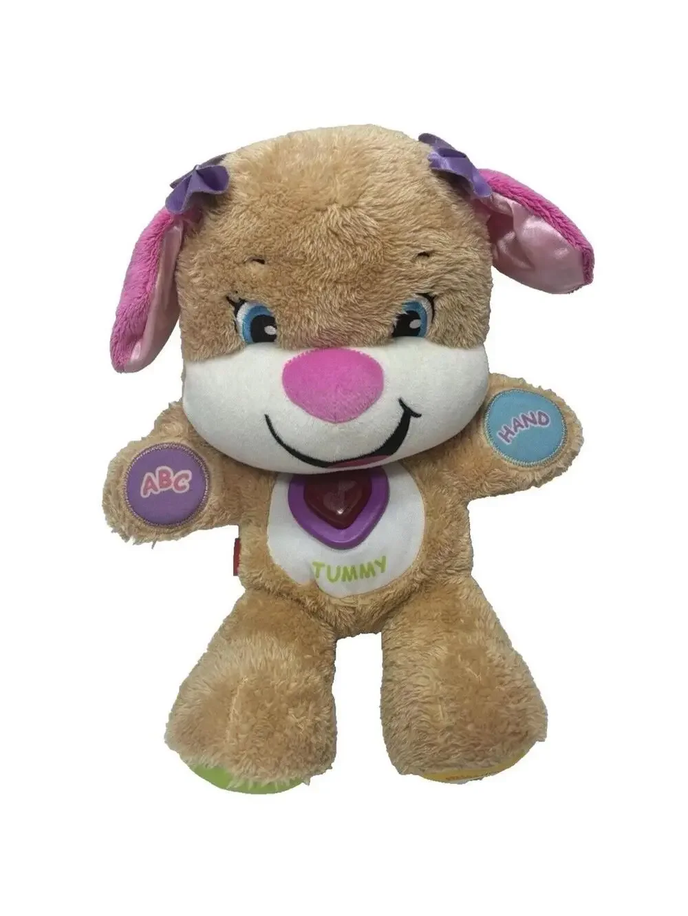 Fisher Price ABC Baby Plush Bear: Interactive Learning Talking Tummy Musical Toy